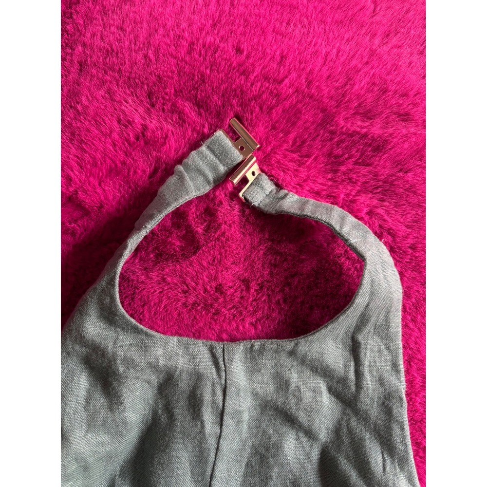 Abercrombie & Fitch Linen Halter Maxi Dress Sage Green High Neck Medium - Picture 8 of 11